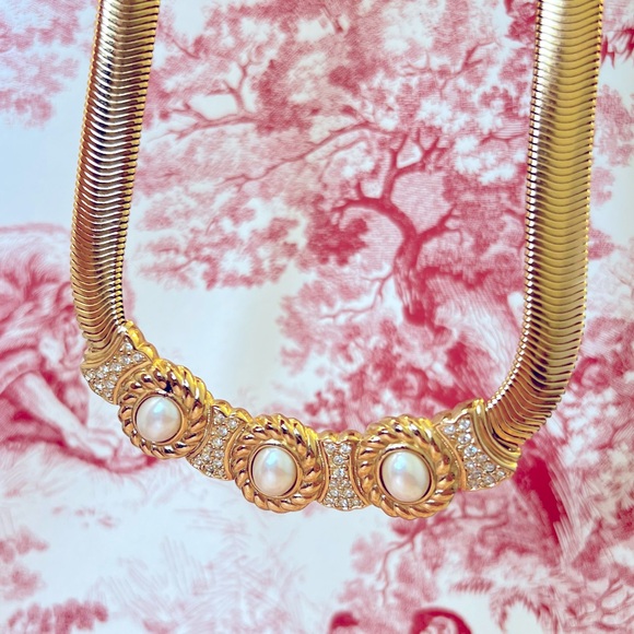 DIOR “Opulent Trinity” Choker Gold Plated Necklace by Christian Dior Authentic - Picture 13 of 15